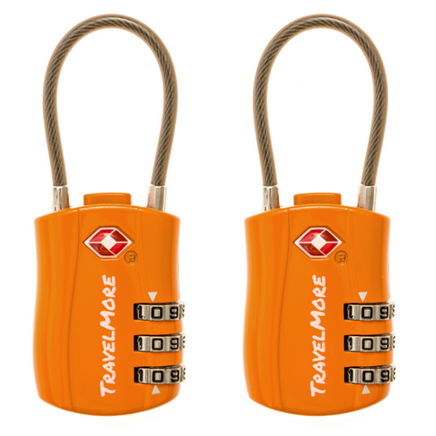 2 Pack TSA Cable Luggage Lock - 2 Orange Travel Locks