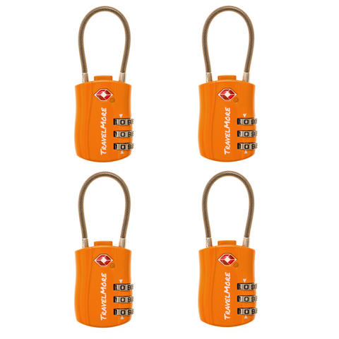 4 Pack Luggage Lock - 4 Orange TSA Travel Locks