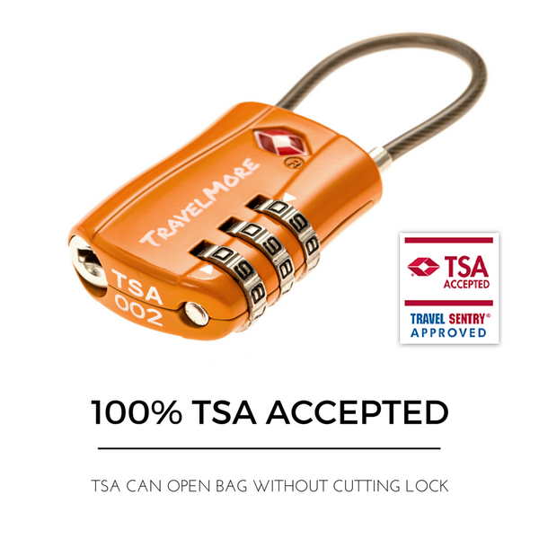 5 Pack TSA Luggage Lock - 5 Orange Travel Locks