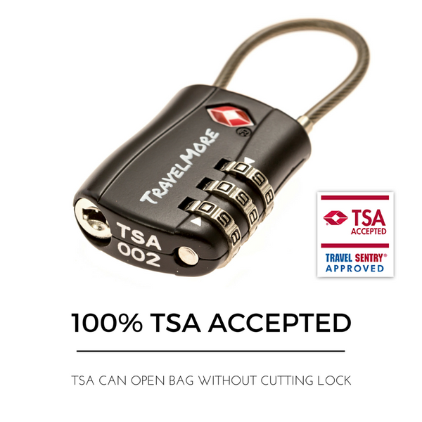 3 Pack Luggage Lock - 3 Black TSA Travel Locks