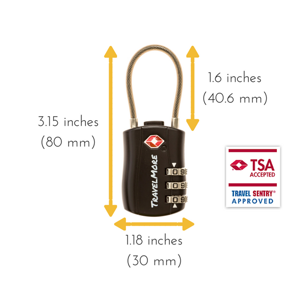 5 Pack Luggage Locks - Black TSA Travel Locks