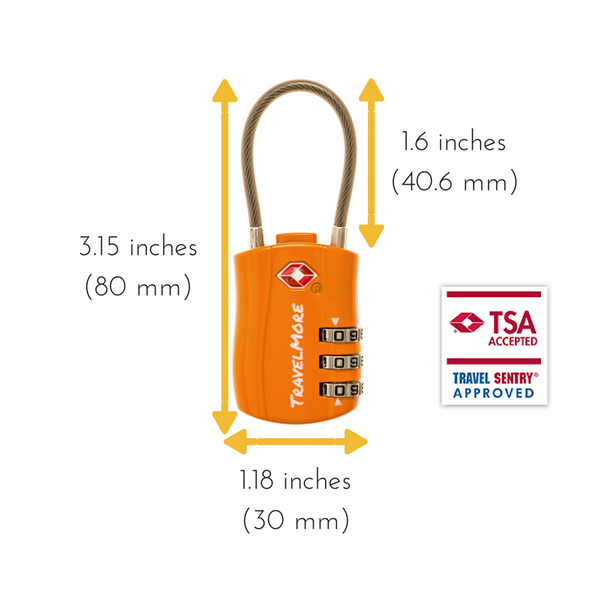 4 Pack Luggage Lock - 4 Orange TSA Travel Locks