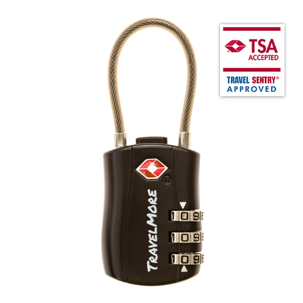 2 Pack TSA Travel Cable Luggage Lock - 2 Black Locks