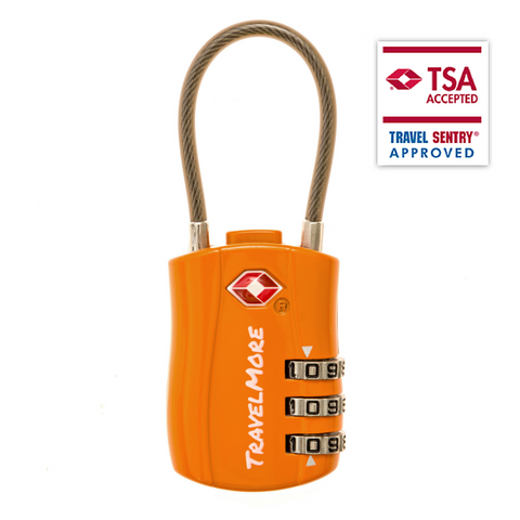 TSA Certified Cable Luggage Lock For Travel - Orange Travel Locks