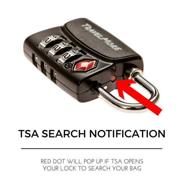 3 Pack TSA Luggage Lock With Search Alert - 3 Black Travel Locks